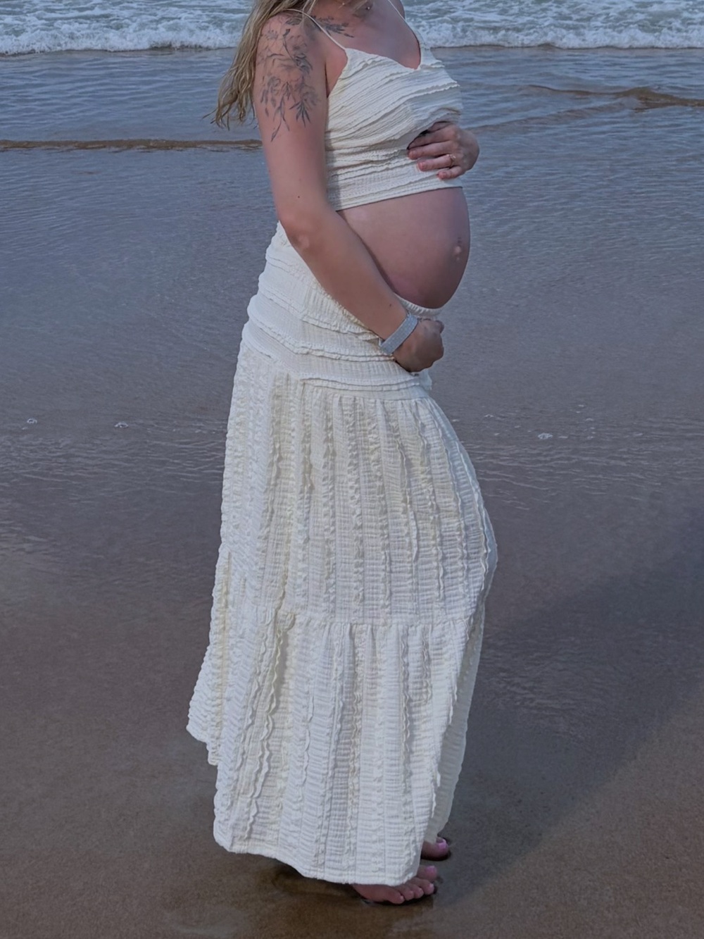 White Crochet Two-Piece Set